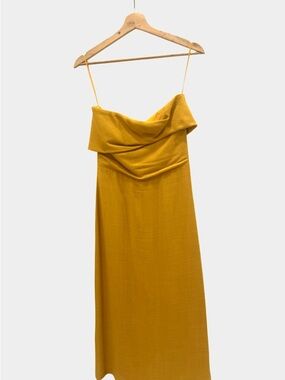 Sezane Mustard Yellow Draped Annabelle Dress